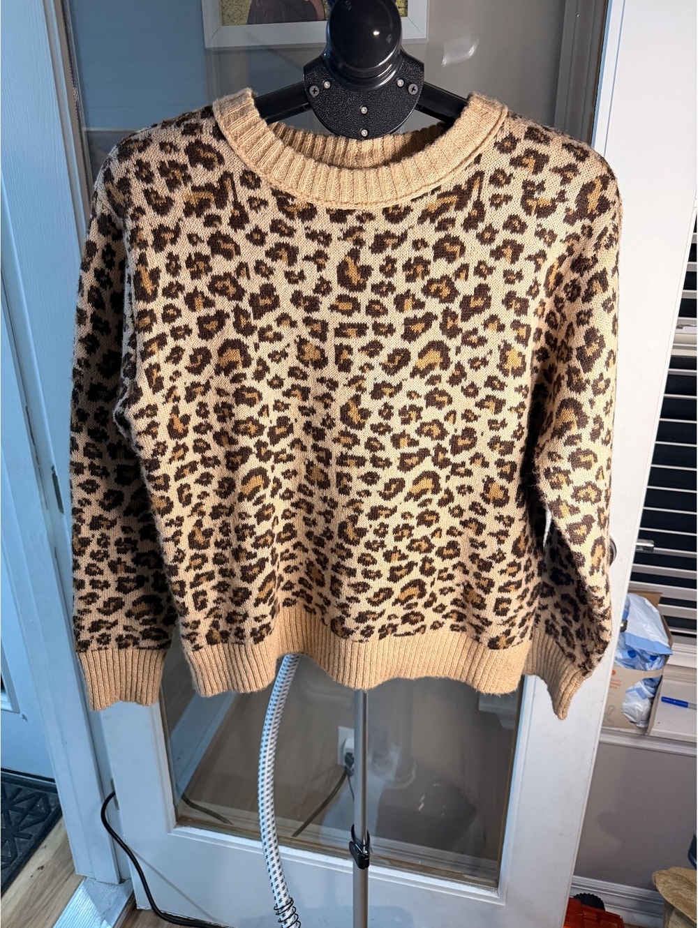 American Eagle Leopard Print Crewneck Sweater